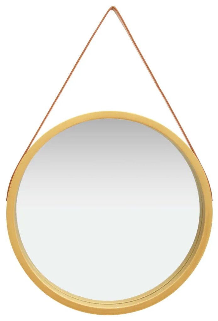 vidaXL Espelho de parede com alça 60 cm dourado