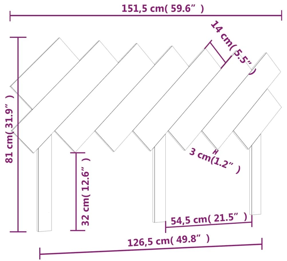 Cabeceira de cama 151,5x3x81 cm pinho maciço