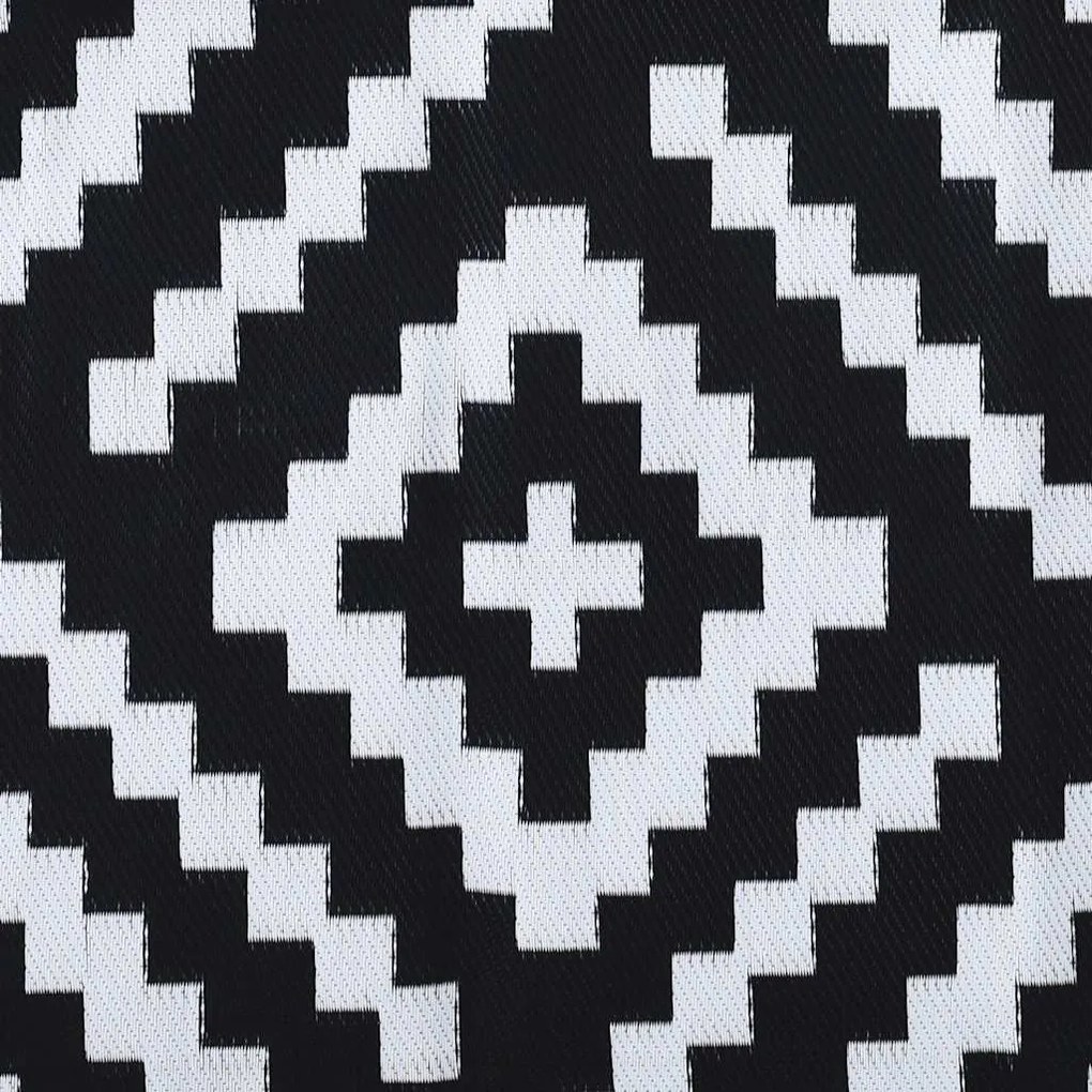 Tapete de exterior 120x180 cm ARAKIL PP branco e preto