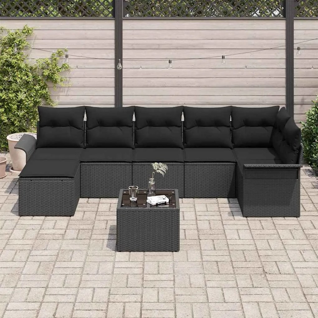 Conjunto de Sofá de Jardim em 8 Peças com Almofadas em Rattan Sintétic