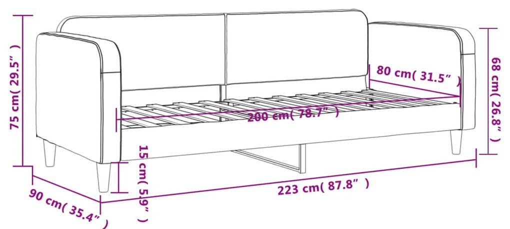 Sofá-cama 80x200 cm tecido cinzento-escuro