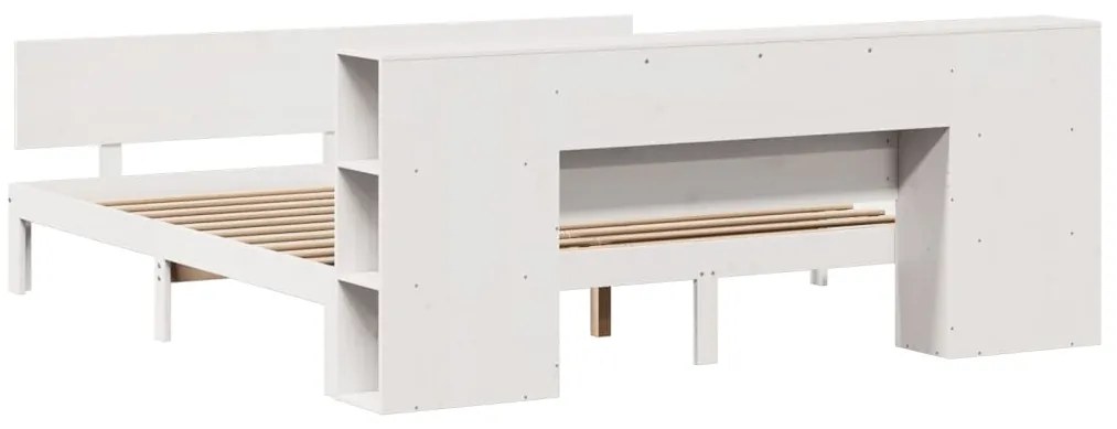 Cama com estante sem colchão 200x200 cm pinho maciço branco