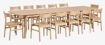 Conjunto De Mesa Extensível 220-320x95 Cm Treveris E 12 Cadeiras De Jantar Em Madeira De Carvalho Mireita Castanho Roble - Sklum
