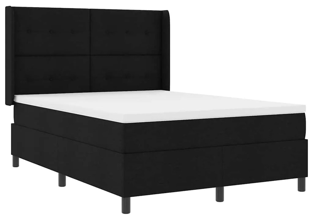 Cama com Estrado e Colchão Preto 160 x 200 cm em Tecido