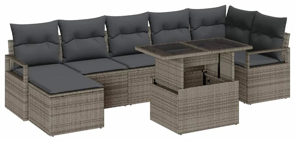 Conjunto de Sofá de Jardim de 8 Peças com Almofadas Cinza Rattan Sinté