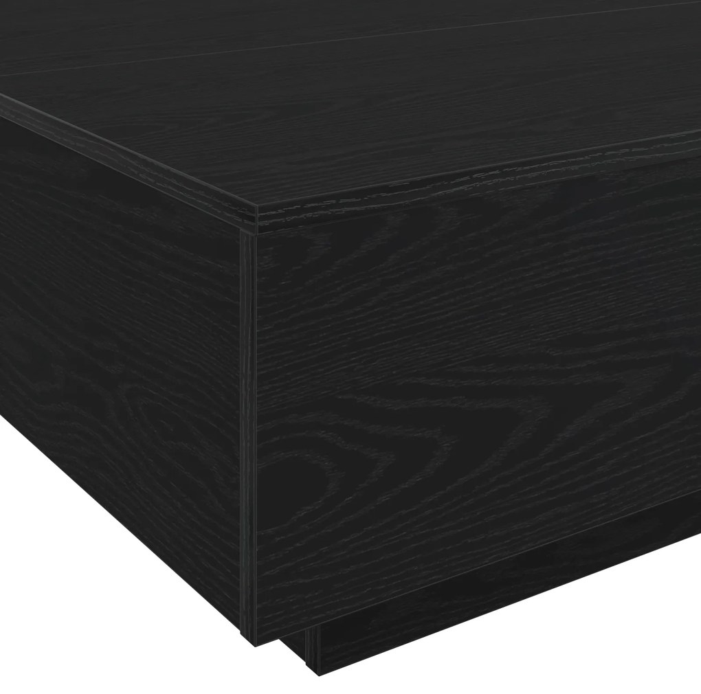 Mesa de Café vidaXL com Luzes LED Carvalho Preto 100x100x31 cm