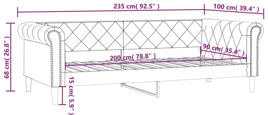 Sofá-cama 90x200 cm couro artificial cor creme