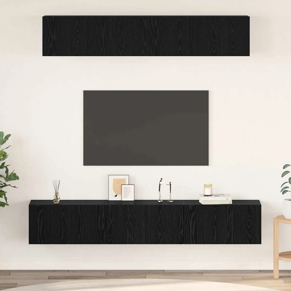 vidaXL Conjunto de móvel de TV 5 pcs Carvalho Preto Madeira processada