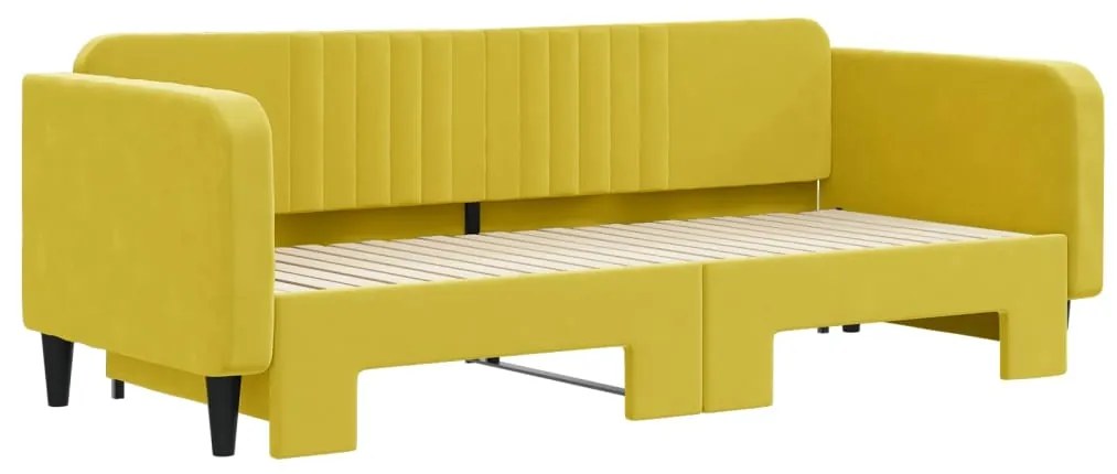 Sofá-cama com gavetão 90x200 cm veludo amarelo