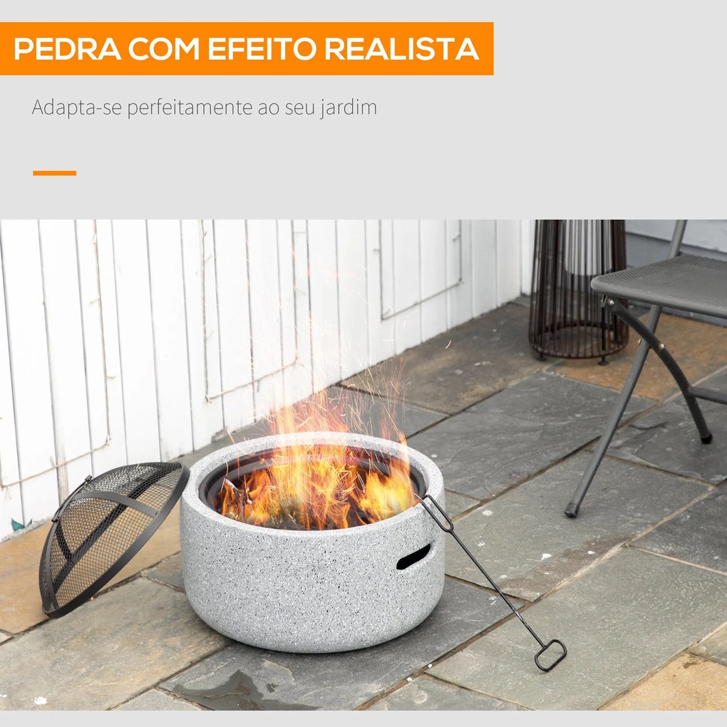 Brasero Exterior Redondo Brasero para Jardim com Atizador Protetor de