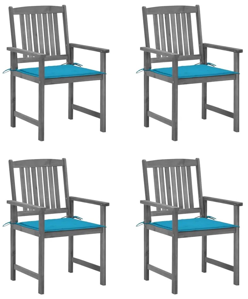 vidaXL Cadeiras de jardim com almofadões 4 pcs acácia maciça cinza
