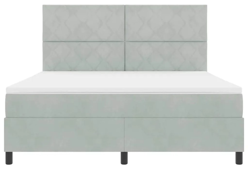 Cama Box Spring vidaXL com Colchão e Luz LED Cinza Claro 180x200 cm Ve