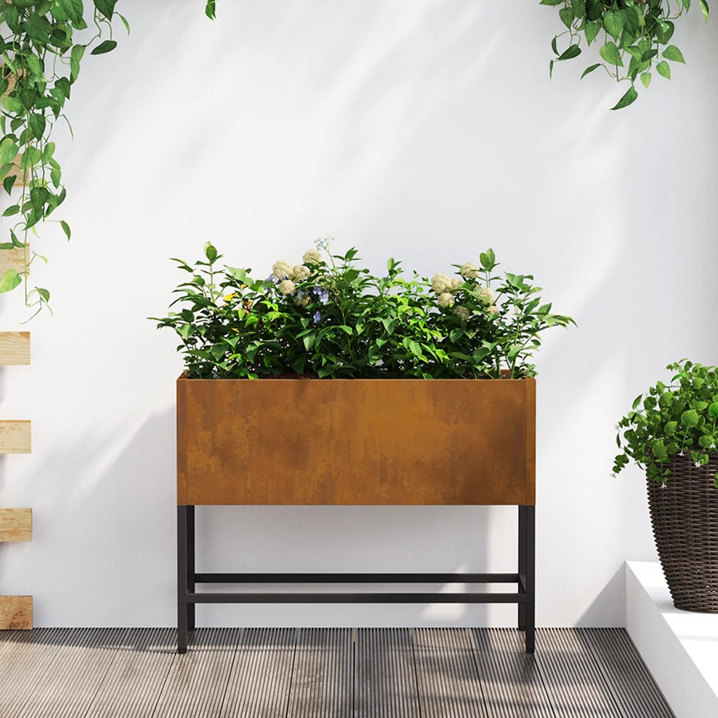 Jardineira Elevada vidaXL 60x26x45 cm Aço Resistente ao Tempo