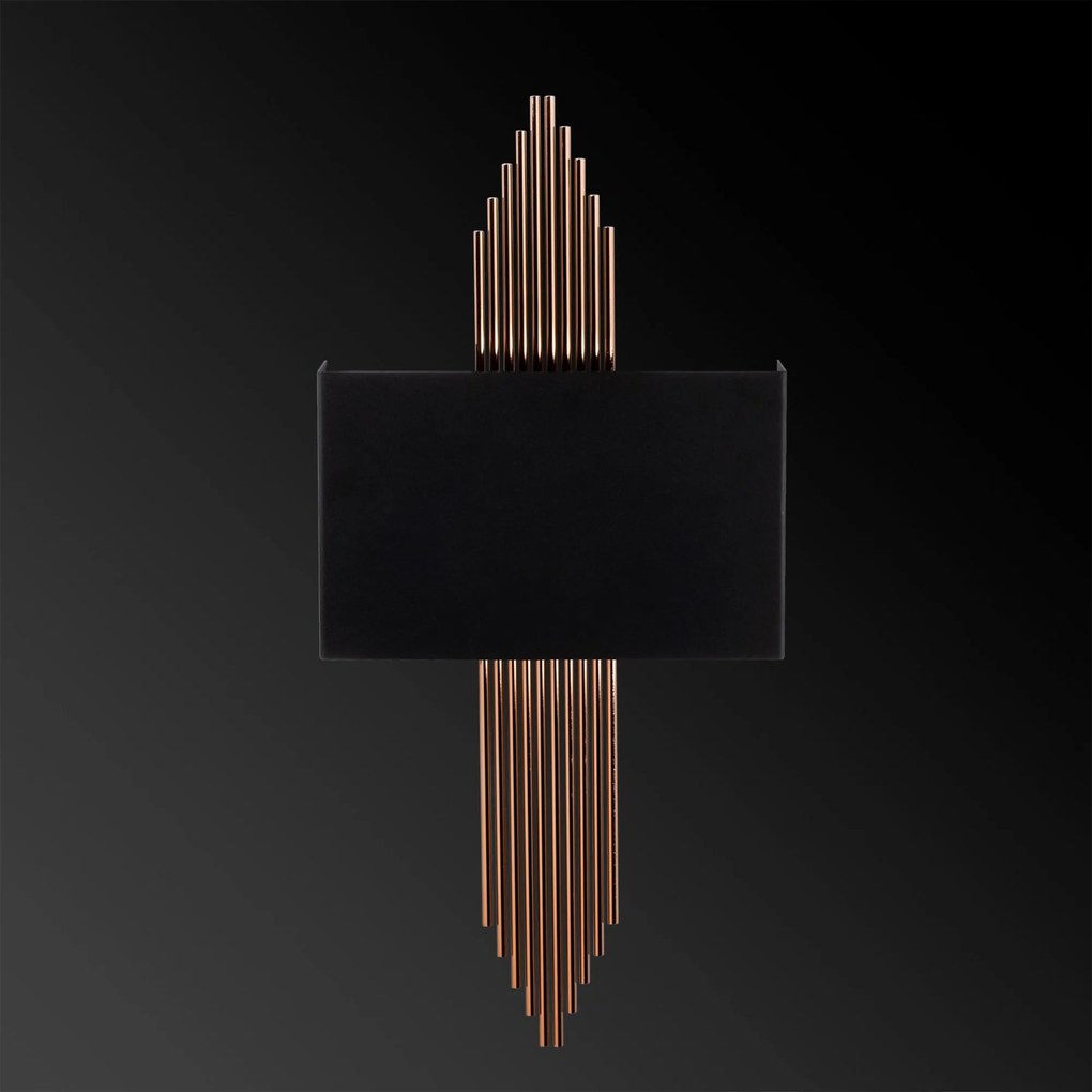 Aplique de Parede 613 – Preto e Cobre – 75 x 10 x 22 cm