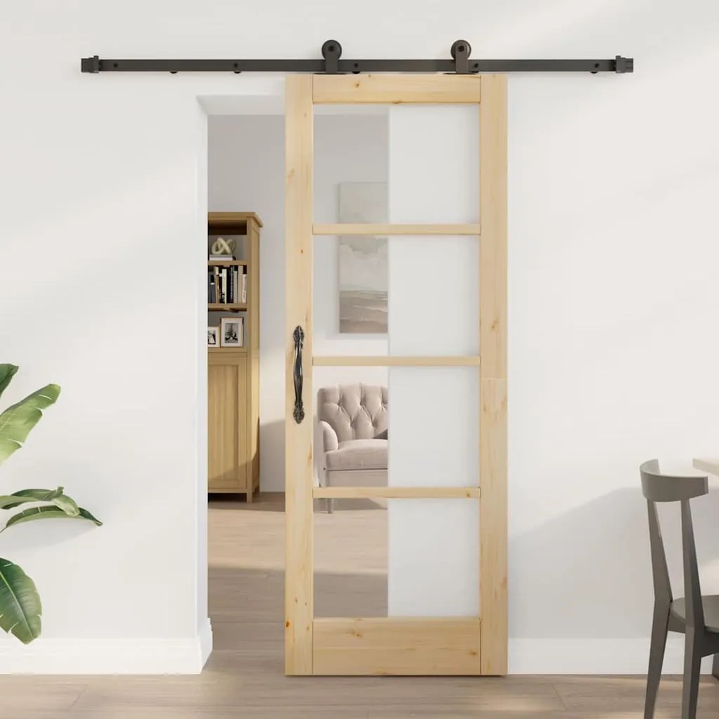 Porta Deslizante vidaXL com Conjunto de Hardware 'ORKDAL'Madeira Sólid