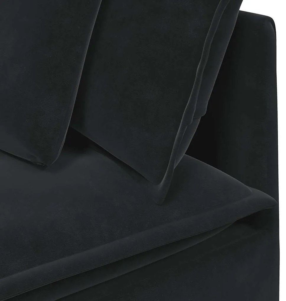 Sofá modular com almofadas veludo preto
