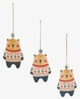 Pack De 3 Enfeites De Natal Em Papel Machê Maunel Azul- Marinho - Sklum