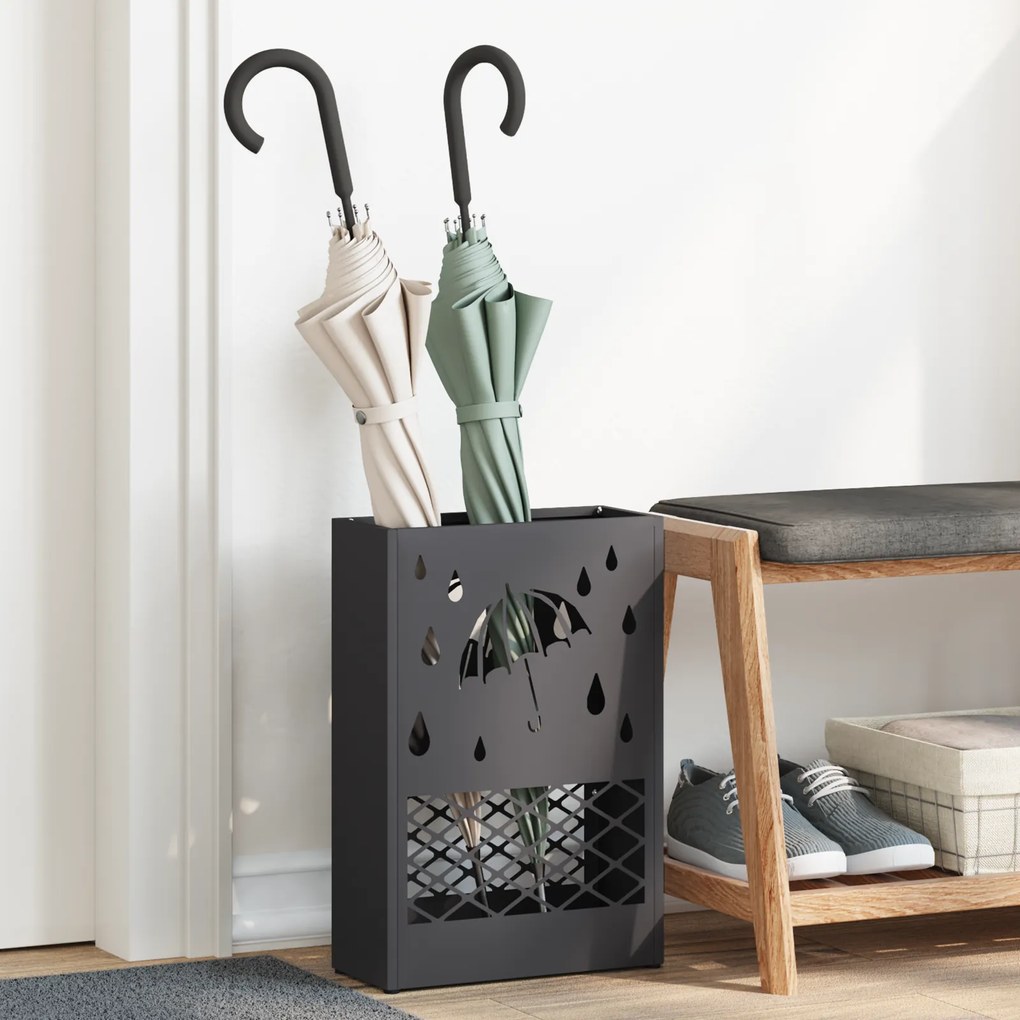 Suporte para Guarda-Chuva Preto Metal Médio
