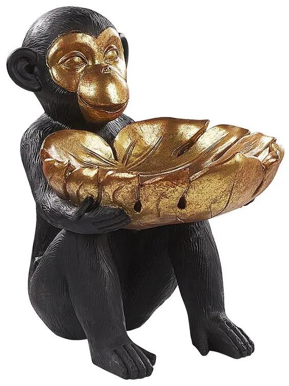 Estatueta decorativa na forma de macaco preta e dourada SOMONE Beliani