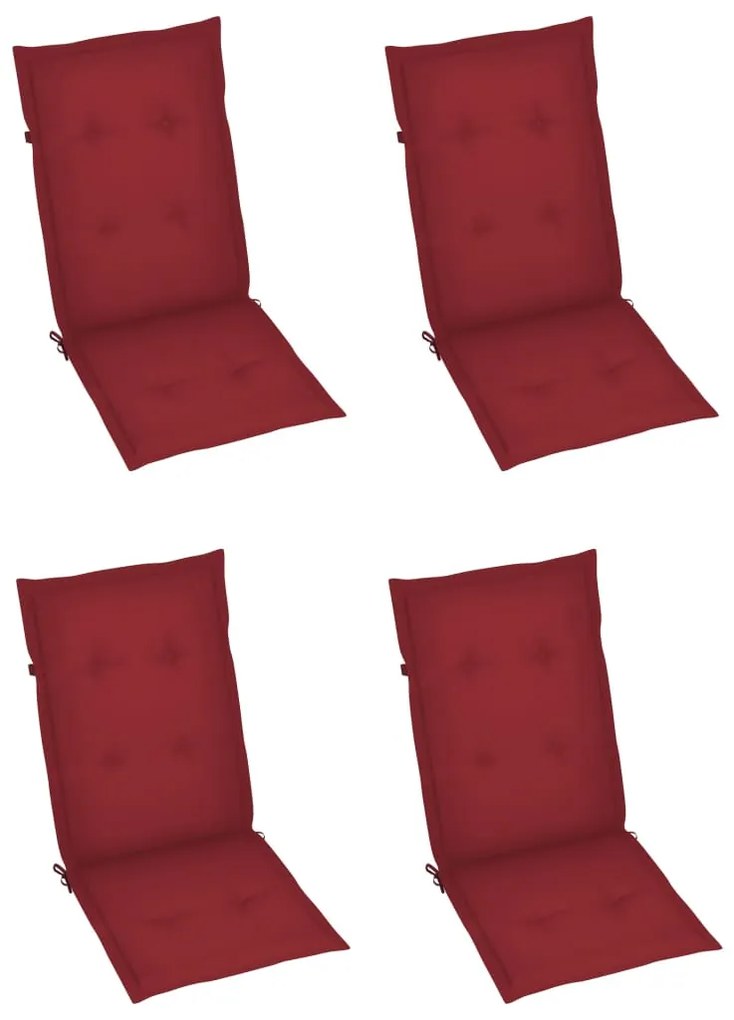 Cadeiras jardim reclináveis c/ almofadões 4 pcs acácia maciça