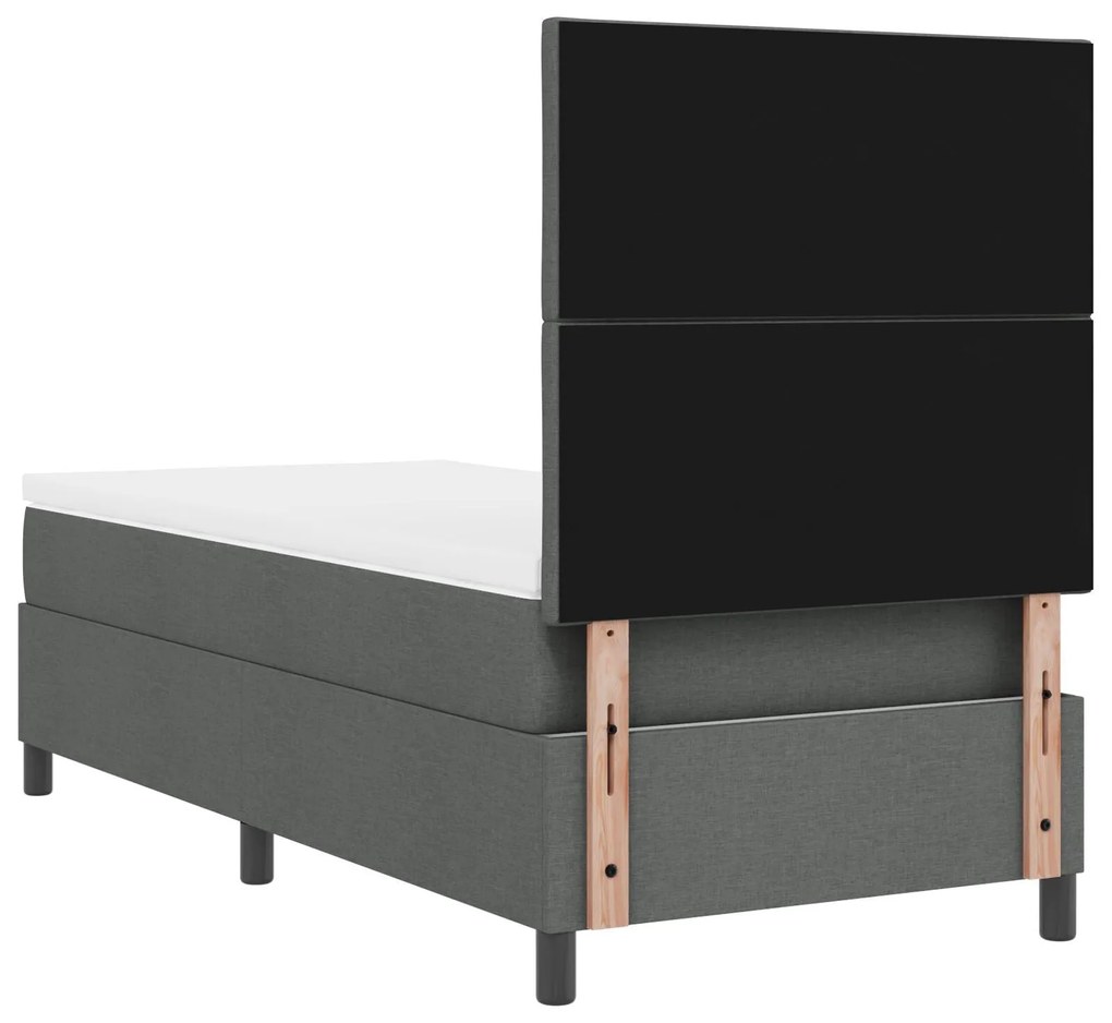 Cama Box Spring com Colchão & Luz LED Cinza Escura 90x200 cm Tecido