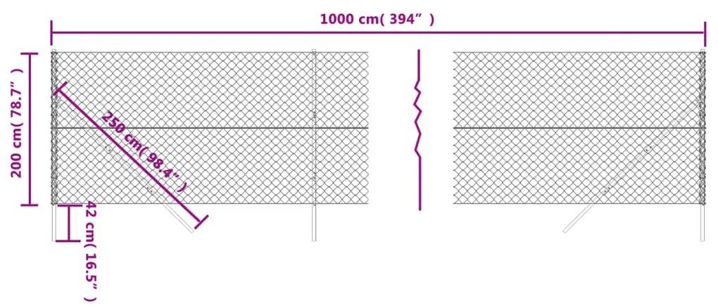 Cerca de arame 2x10 m antracite