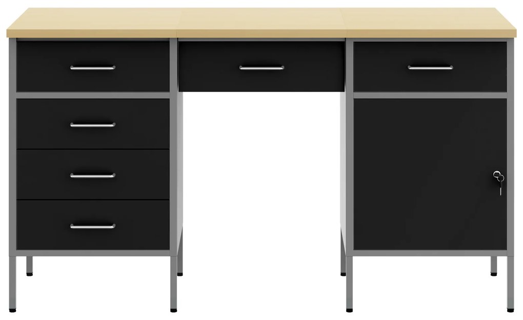Conjunto de Mesa e Armário de Trabalho VidaXL 3 Peças Preto em Madeira