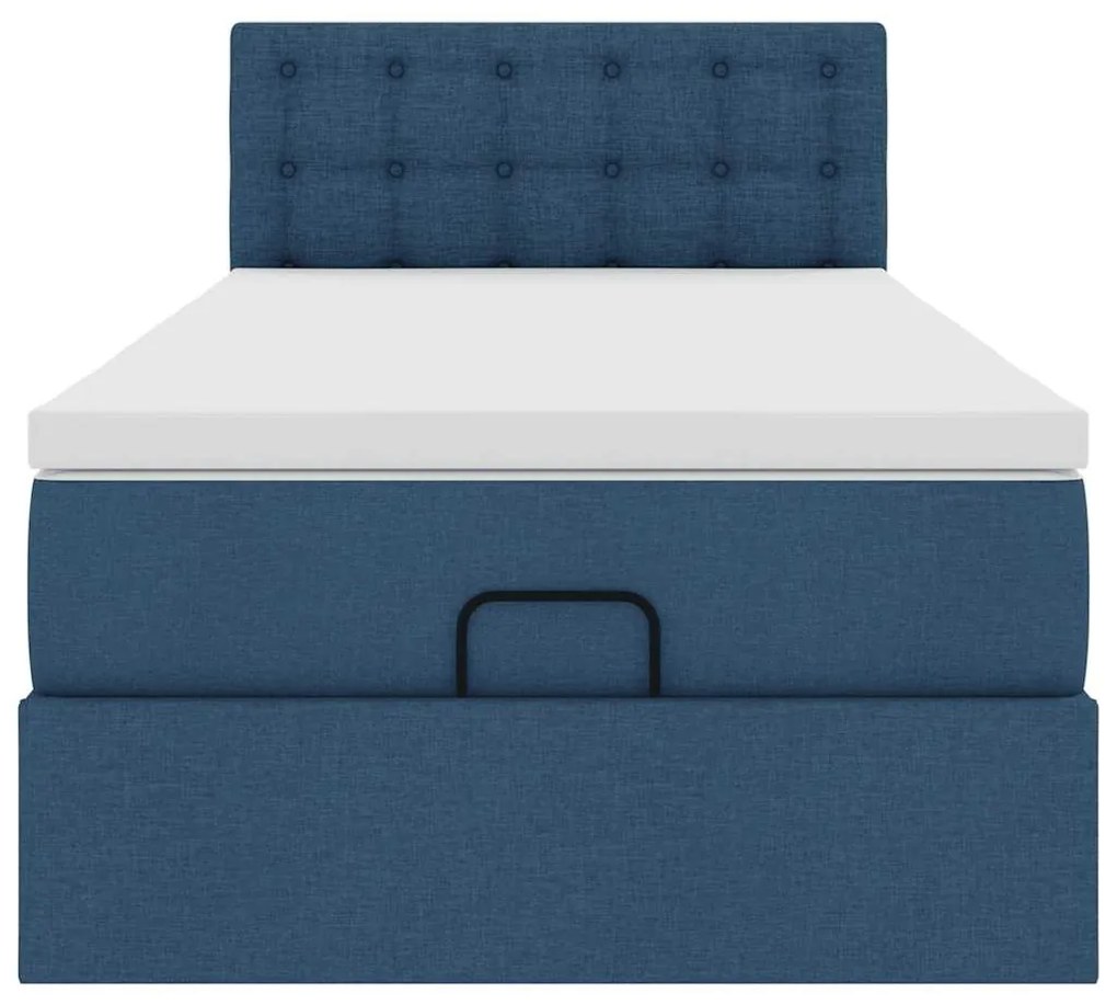 Cama otomana com colchão 90x200 cm tecido azul