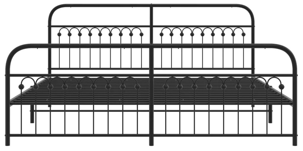 Estrutura de cama com cabeceira e pés 200x200 cm metal preto