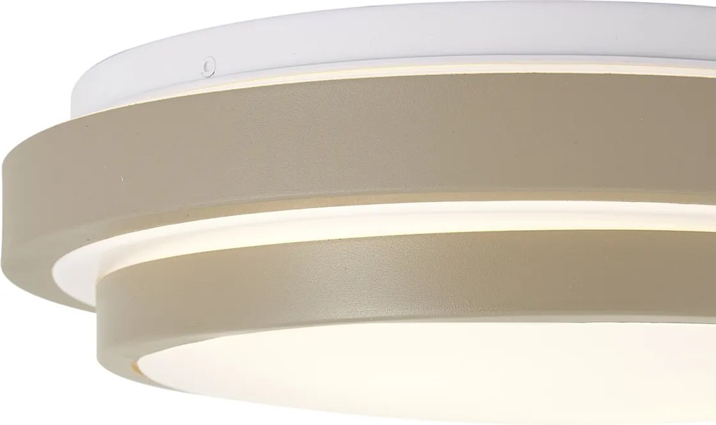 Candeeiro de Teto Moderno Taupe com Branco 34cm 2 Luzes IP44 - Walden