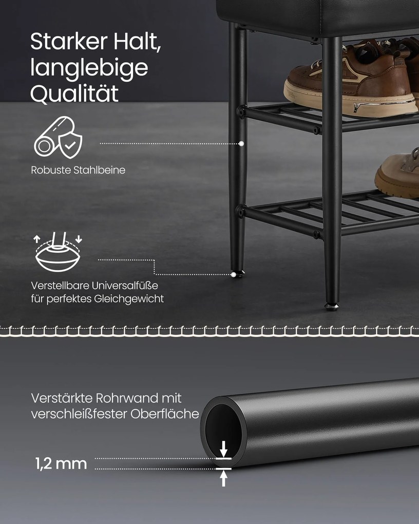 Banco de sapatos Coleção EKHO 30 x 80 x 50 cm Preto
