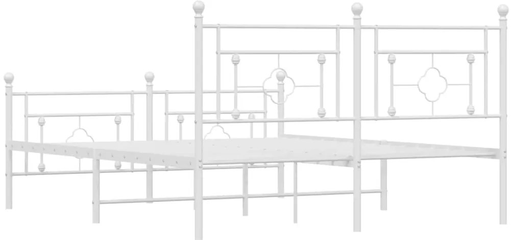 Estrutura de cama com cabeceira e pés 160x200 cm metal branco