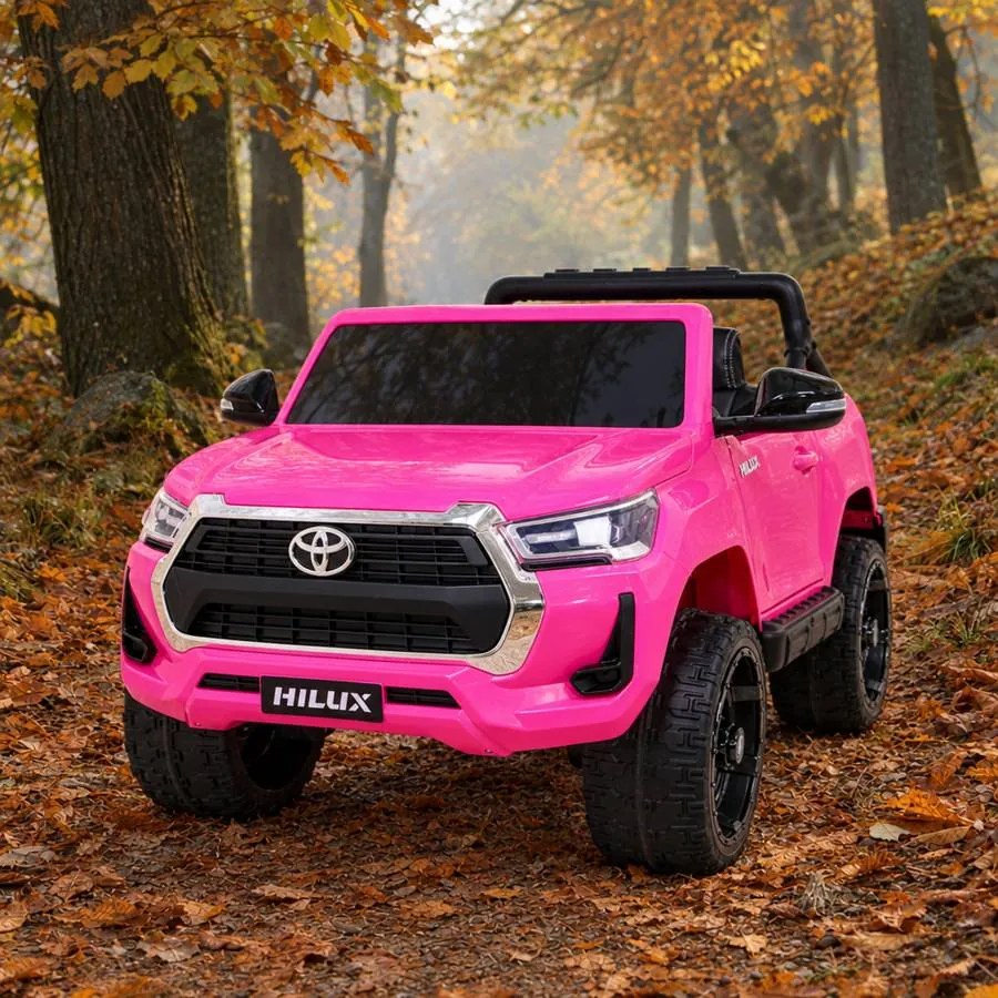 Carro elétrico para Crianças Toyota Hilux 12V 4x4 Rodas Espuma EVA, Assento couro ecológico Rosa