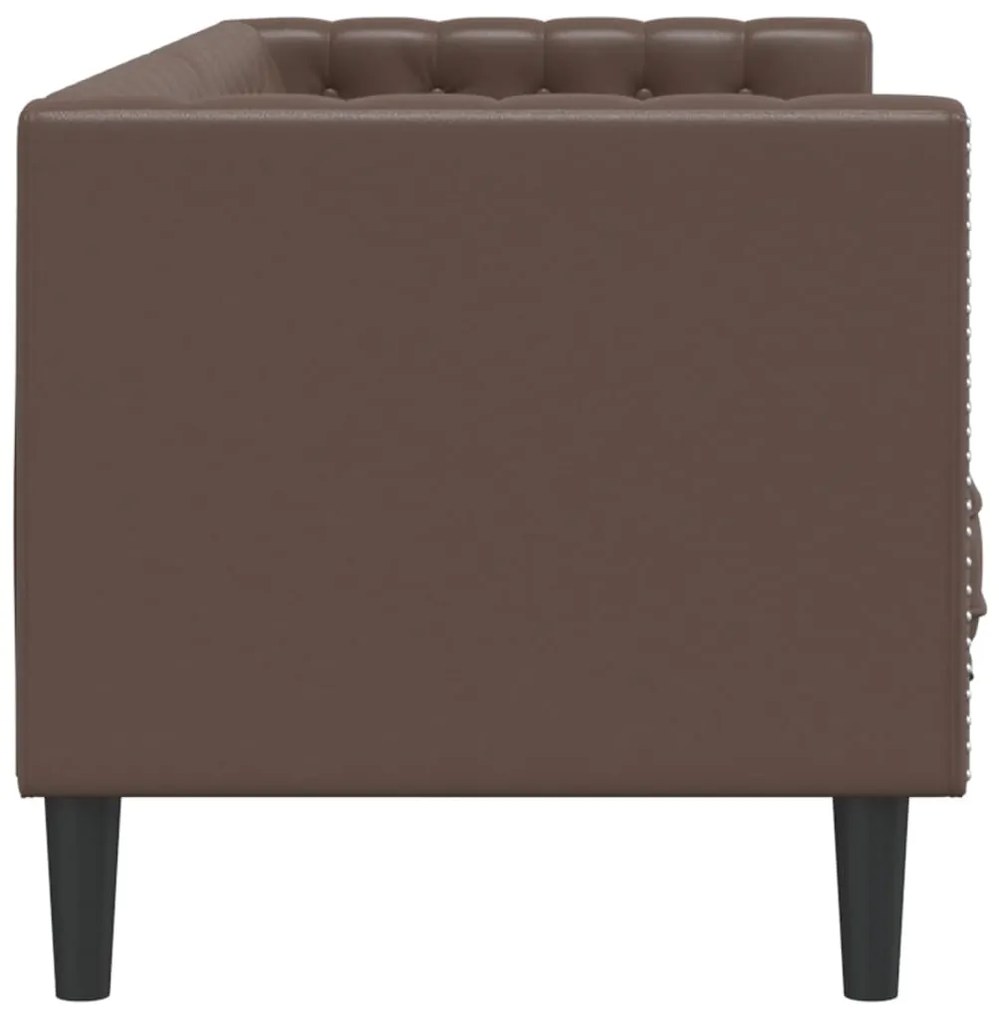 Sofá chesterfield 3 lugares couro artificial castanho