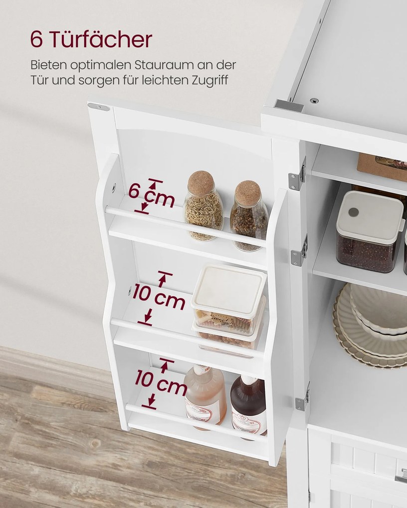 Armário de cozinha com prateleiras e gavetas 40 x 76 x 182,1 cm Branco