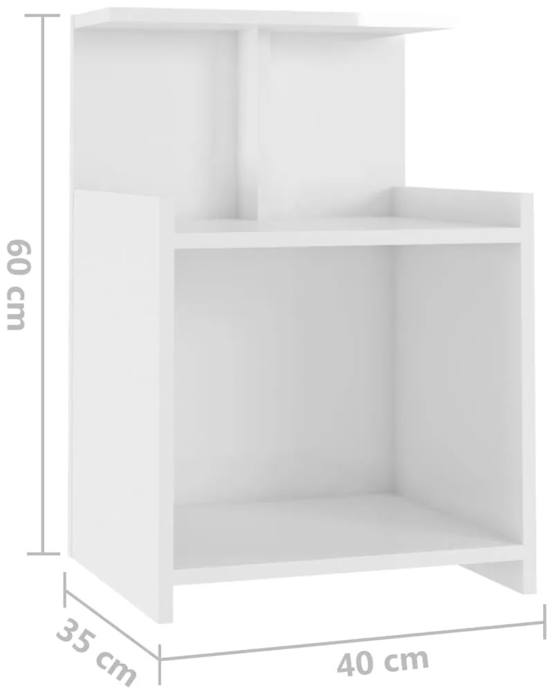Mesa de cabeceira derivados de madeira branco brilhante