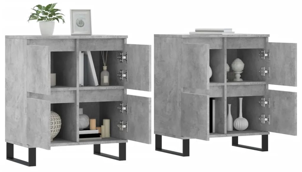 Aparadores 2 pcs derivados de madeira cinzento cimento
