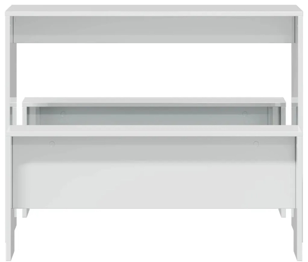 3 pcs conj. mesa jantar e banco deriv. madeira branco brilhante