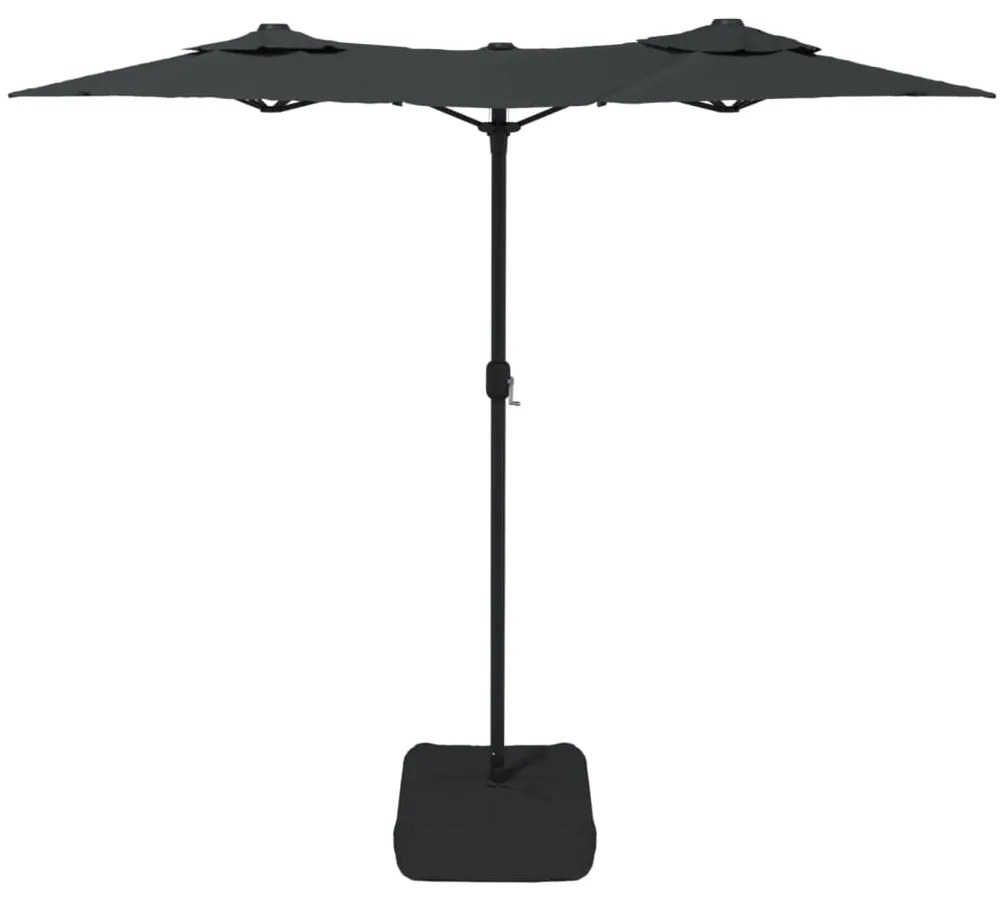 Guarda-sol de jardim com cabeça dupla 316x145 cm antracite