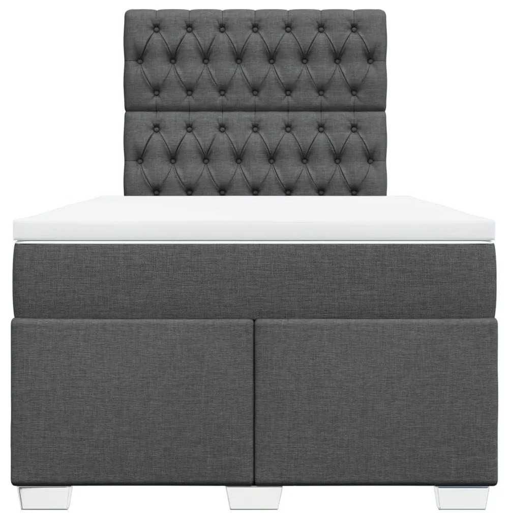 Cama boxspring com colchão 120x190 cm tecido cinzento-escuro