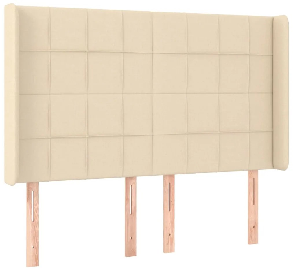 Cama box spring c/ colchão e LED 140x190 cm tecido cor creme