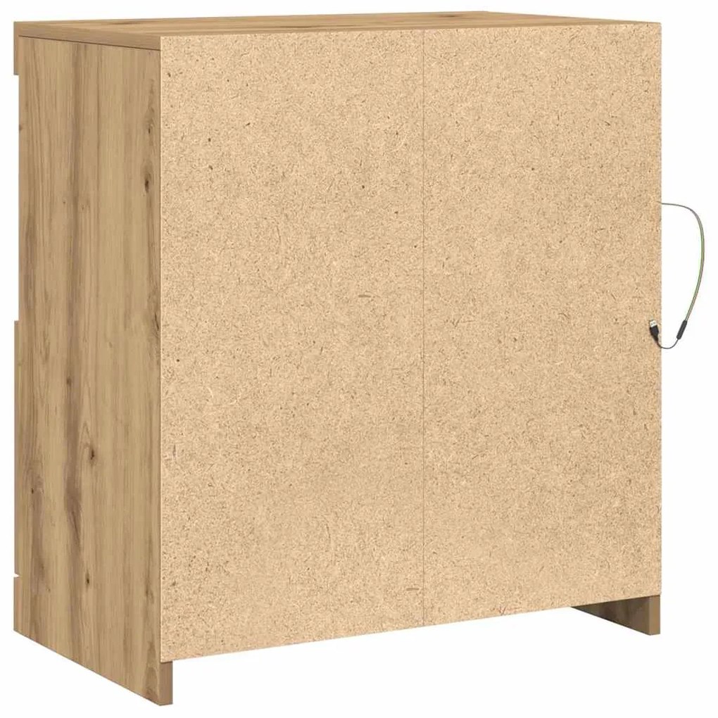Sideboard vidaXL com Luzes LED Carvalho Artesanal 60x37x67 cm
