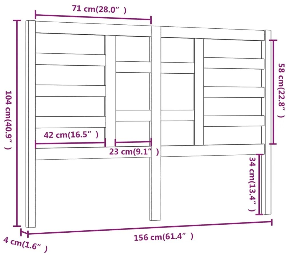 Cabeceira de cama 156x4x104 cm pinho maciço cinzento