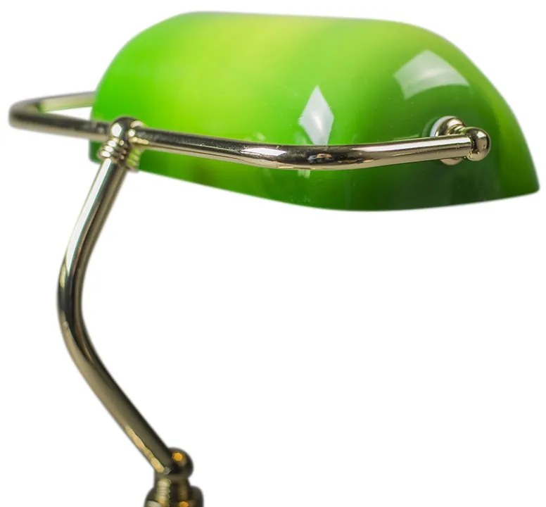 Candeeiro de mesa clássico/candeeiro de notário em latão com vidro verde - Banker Art Deco,Clássico / Antigo,Retro