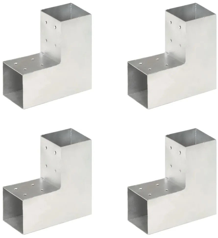 vidaXL Bases para poste em forma de L 4 pcs 81x81 mm metal galvanizado