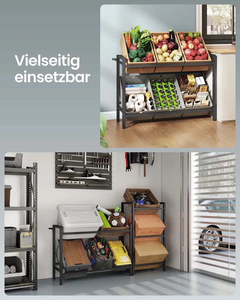 Estante para caixas de bebidas 36 x 105 x 81,1 cm com 2 níveis para 6 caixas Preto