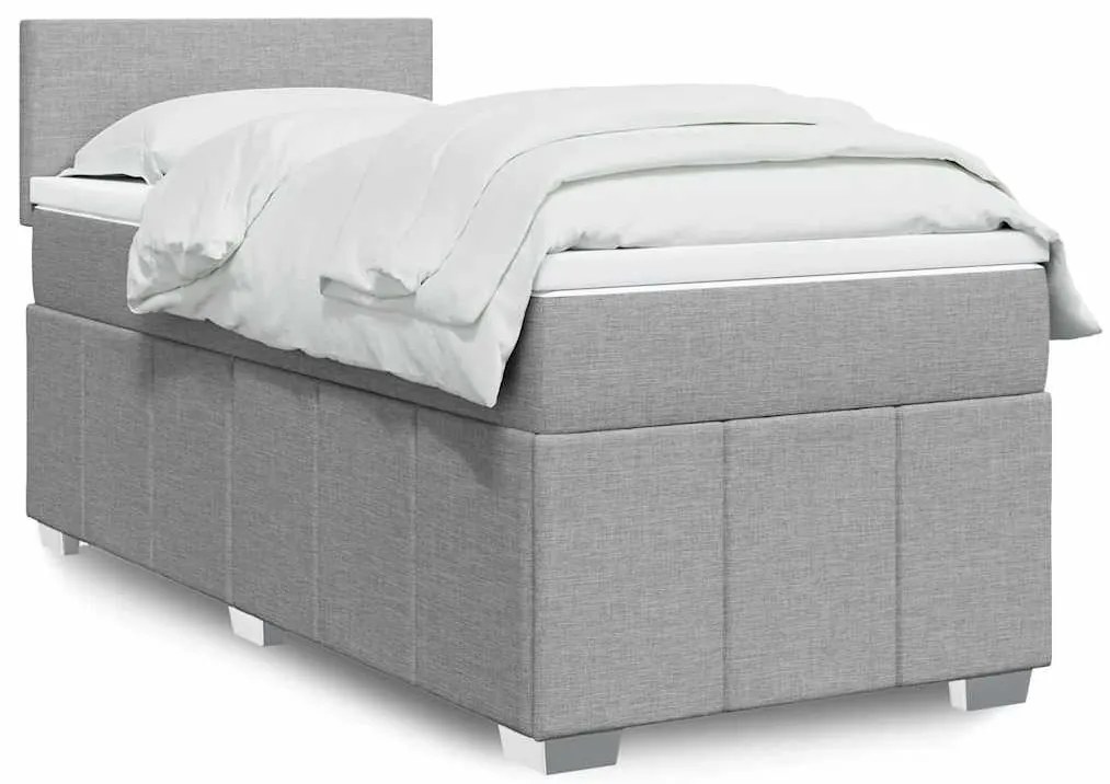 Cama com molas/colchão 80x200 cm tecido cinza-claro