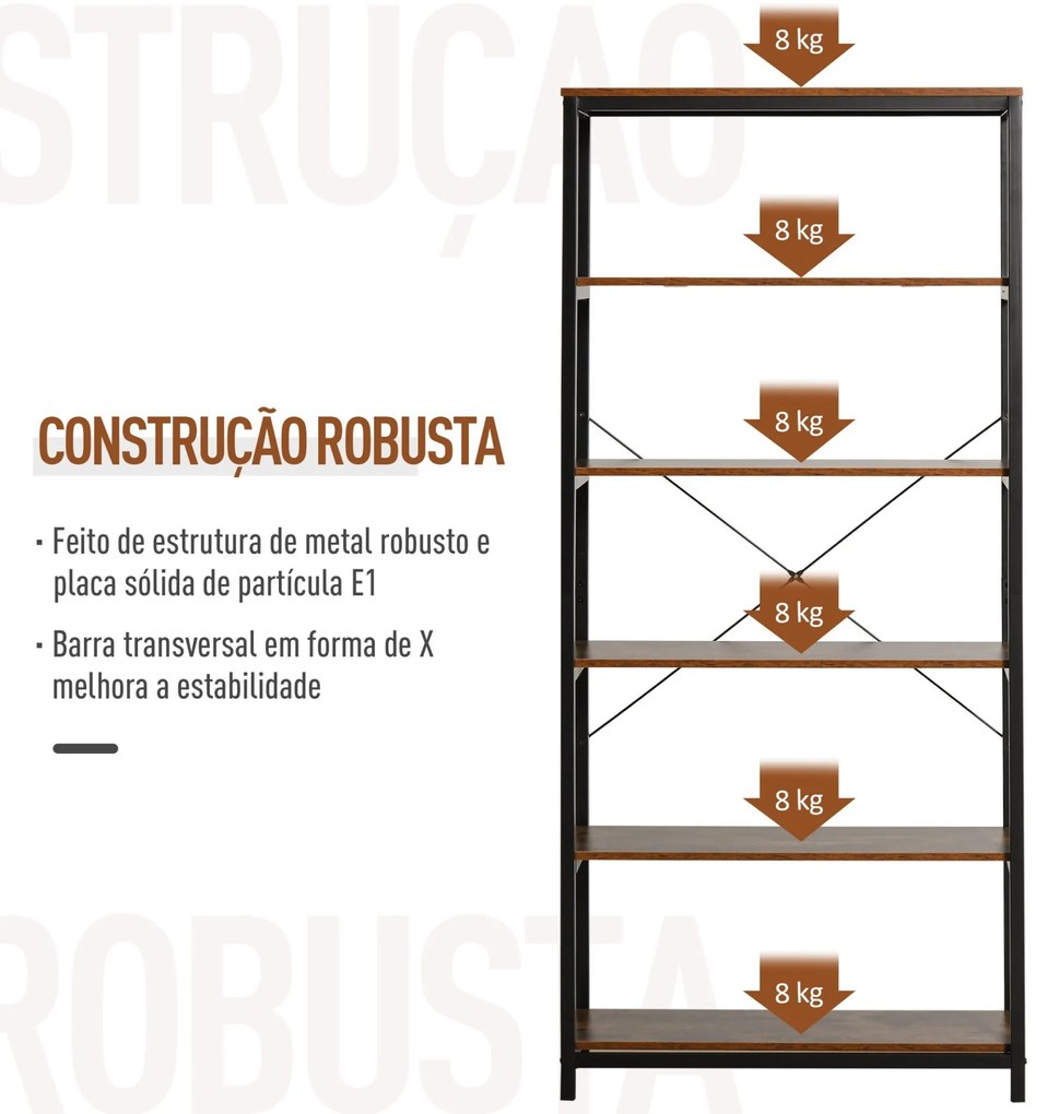 Estante Cleo com 6 Prateleiras - Design Industrial