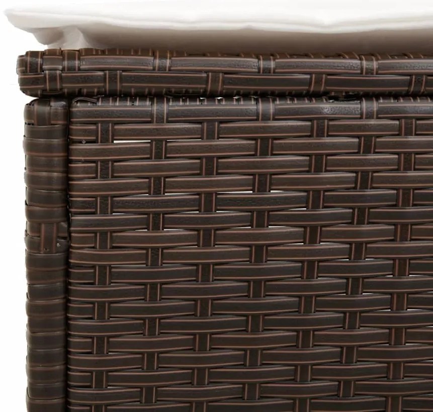 Espreguiçadeira com mesa e almofadão vime PE castanho