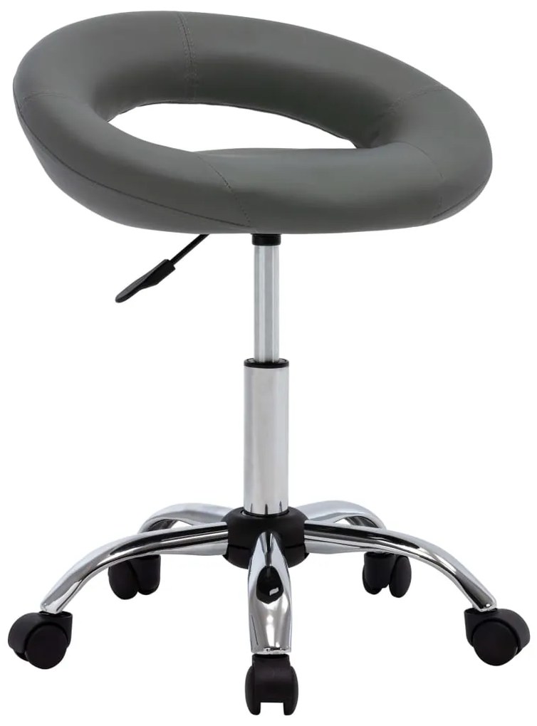 vidaXL Cadeira de trabalho com rodas couro artificial cor cinzento